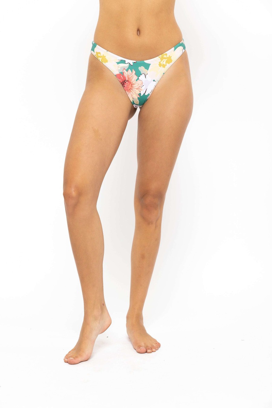 Apparel Rusty Surfboards Swimwear | Rusty Usa Debbie Cheeky Bikini Pant Sea Foam Floral