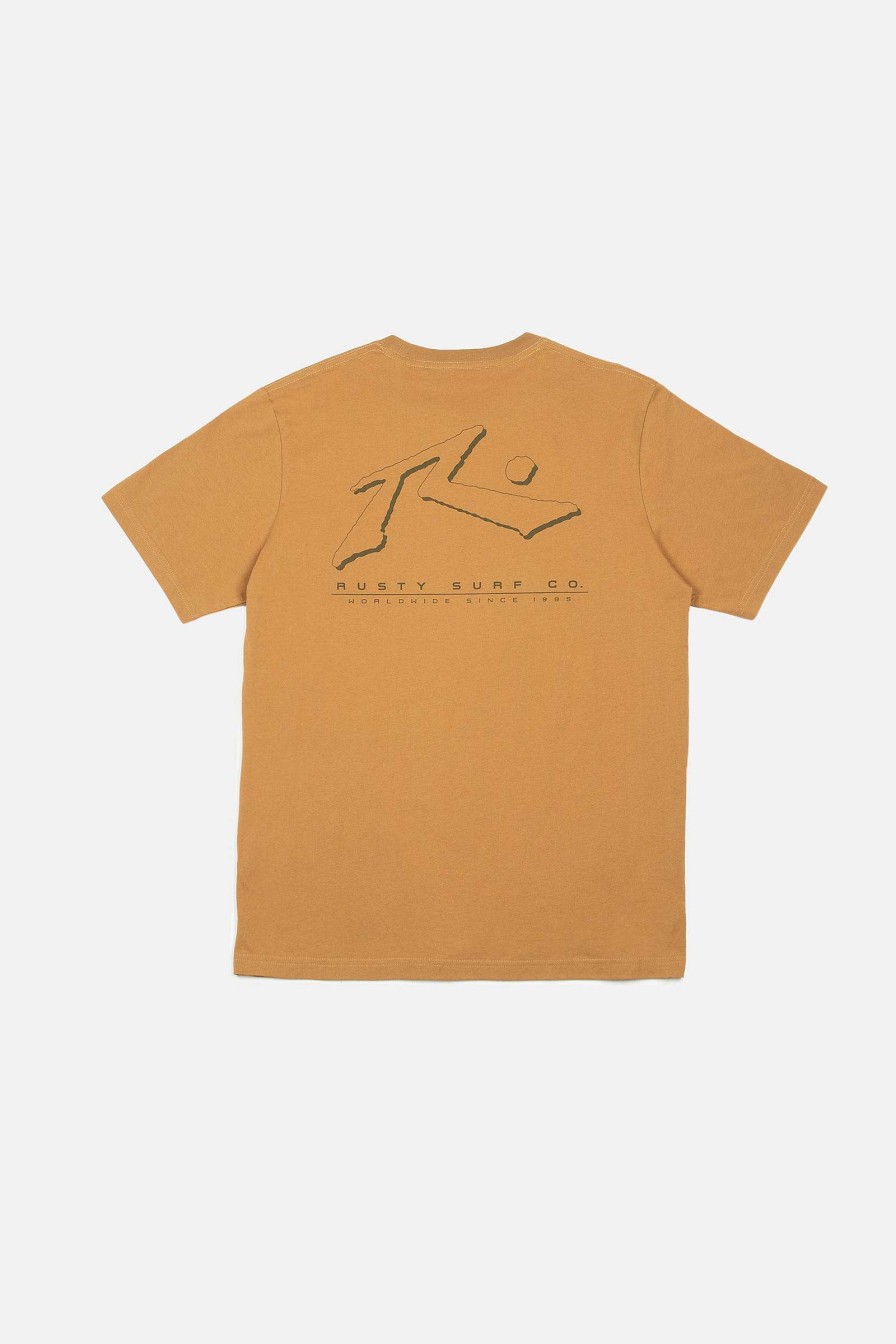 Apparel Rusty Surfboards Holiday '23 | Rusty Usa Sleds And Meds Short Sleeve Tee Camel