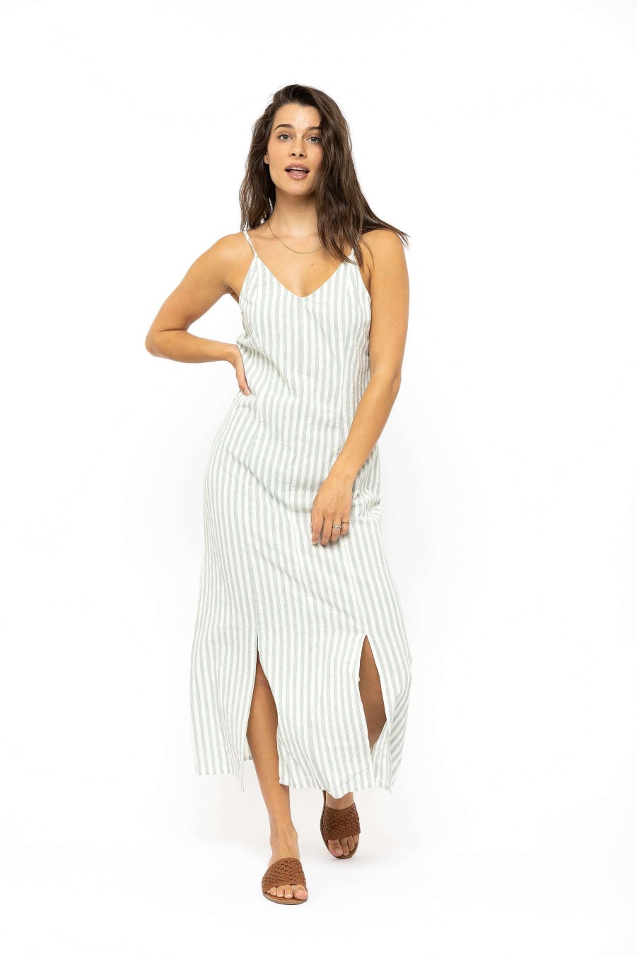 Apparel Rusty Surfboards Dresses | Rusty Usa Coastal Midi Dress Bottle Stripe