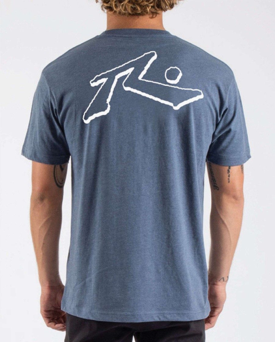 Apparel Rusty Surfboards Tees | Rusty Usa Base Short Sleeve Marle Tee Shale Blue Heather