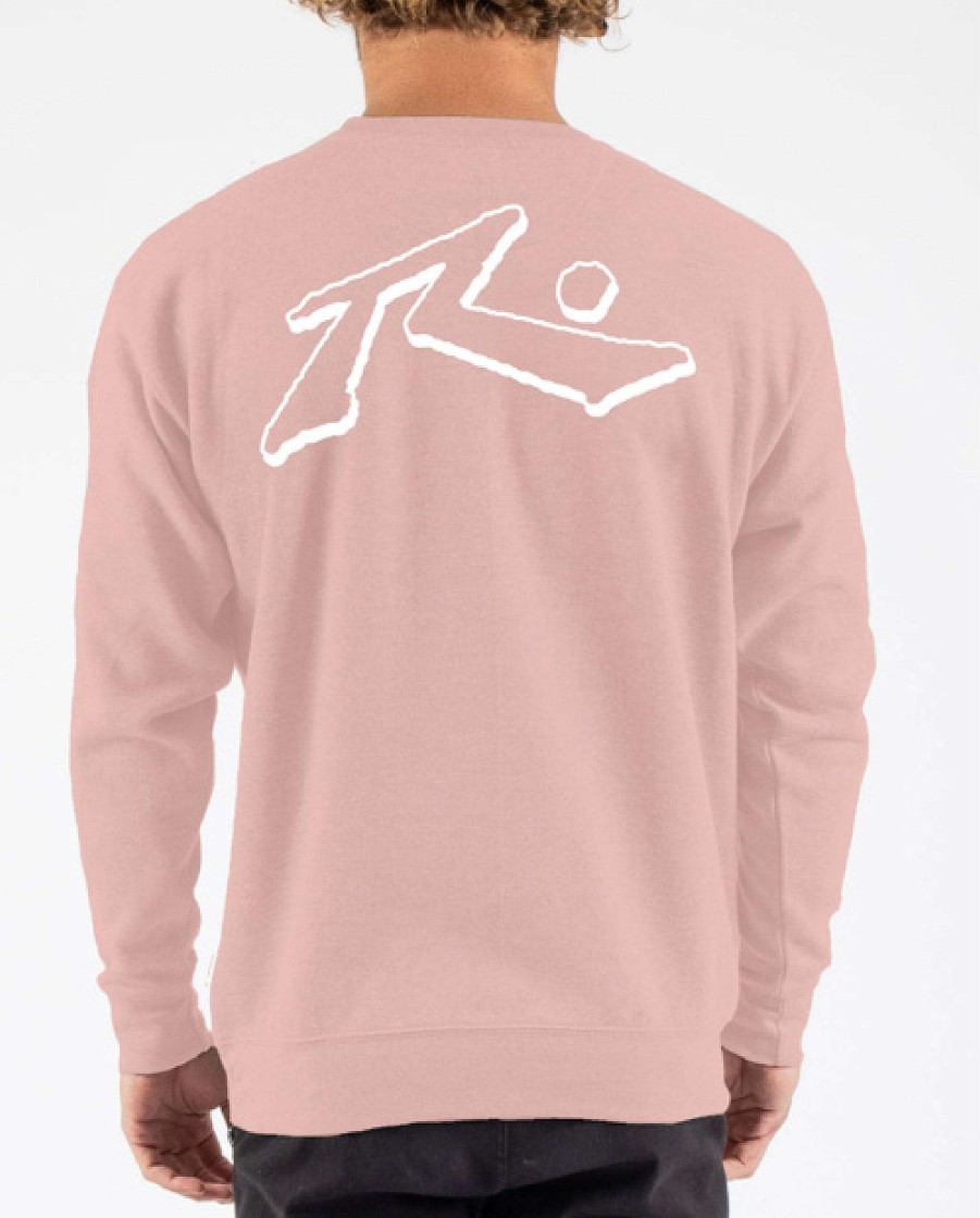 Apparel Rusty Surfboards Outerwear | Rusty Usa Base Crew Neck Fleece Dusty Rose