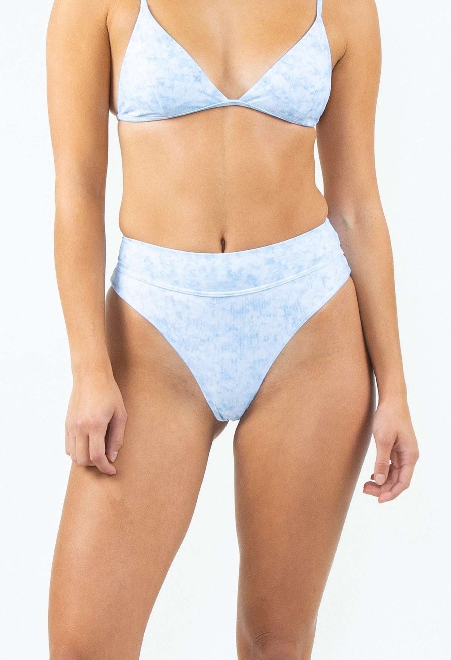 Apparel Rusty Surfboards Swimwear | Rusty Usa Static Hi-Waist Cheeky Bikini Pant Cloud Stripe