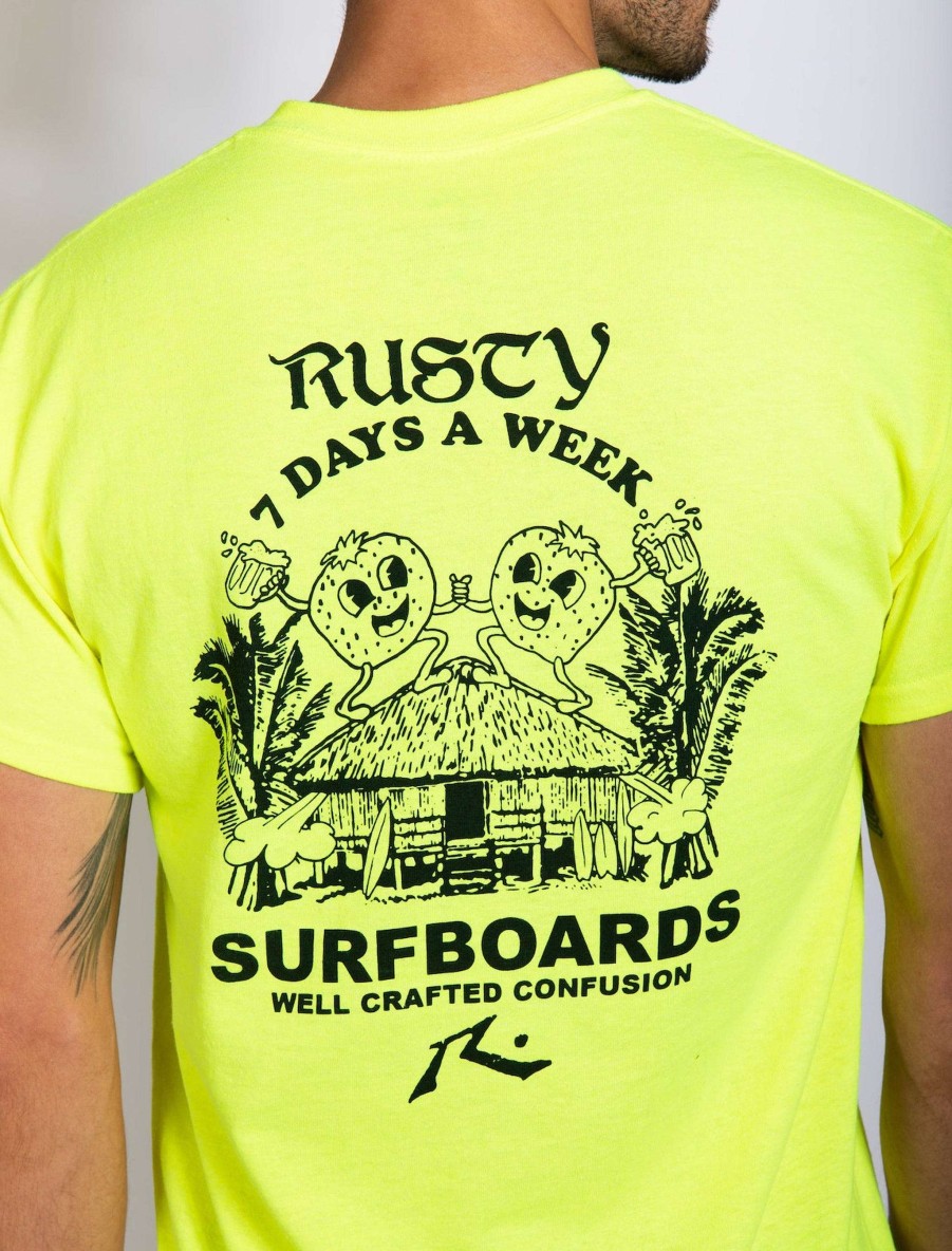 Apparel Rusty Surfboards Tees | Rusty Usa Lit Strawberries Ss Tee Acid Lime