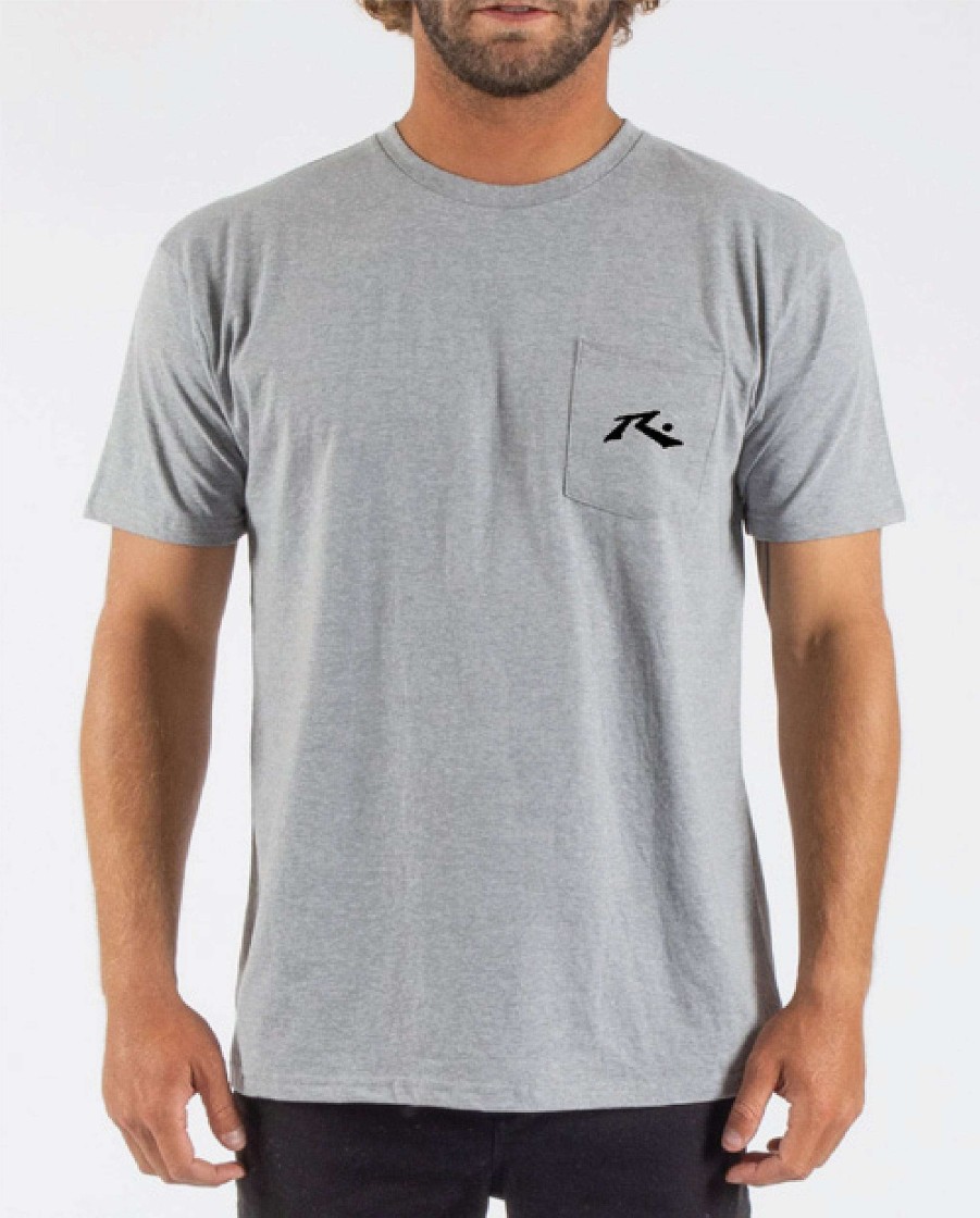 Apparel Rusty Surfboards Tees | Rusty Usa Base Short Sleeve Pocket Tee Carbon Grey