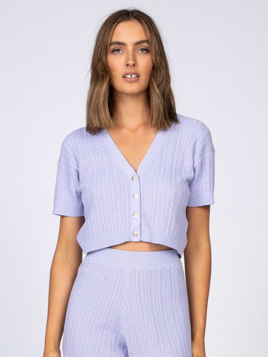 Apparel Rusty Surfboards Shirts | Rusty Usa Lila Knitted Top Lavender