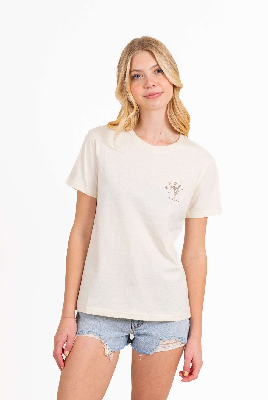 Apparel Rusty Surfboards Shirts | Rusty Usa Giselle Short Sleeve Tee Vanilla