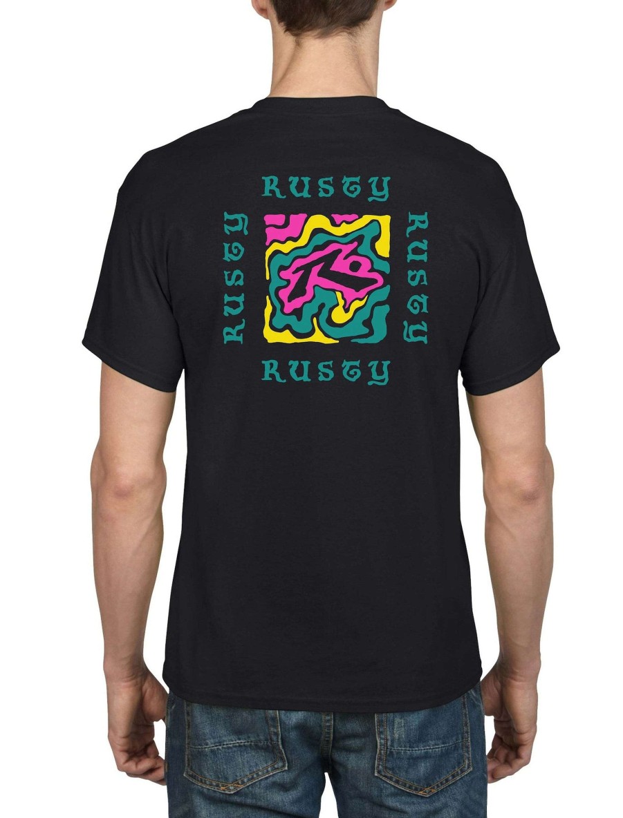 Apparel Rusty Surfboards Tees | Rusty Usa Liquid Square Ss Tee Black