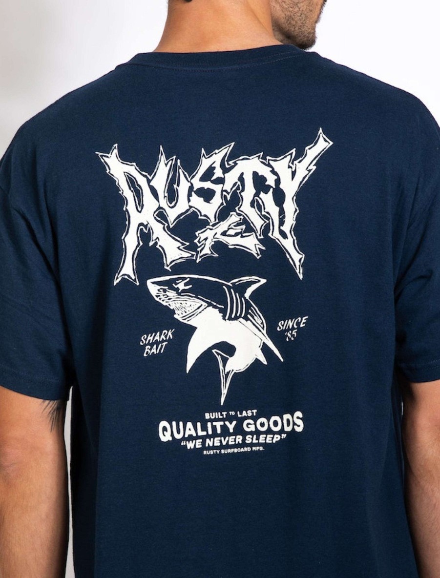 Apparel Rusty Surfboards Tees | Rusty Usa Shark Bait Ss Tee Navy