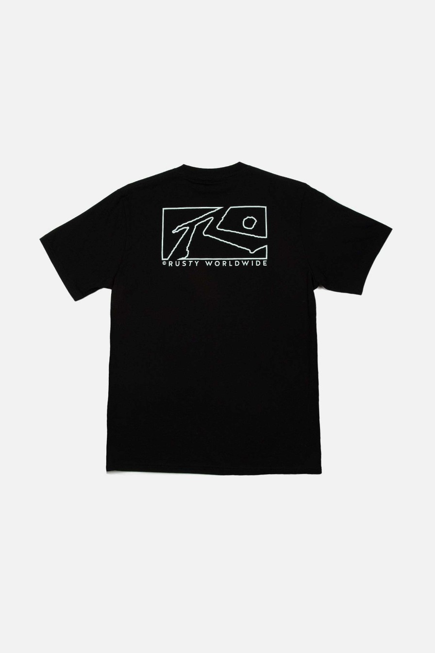 Apparel Rusty Surfboards Holiday '23 | Rusty Usa Boxed Out Short Sleeve Tee Black