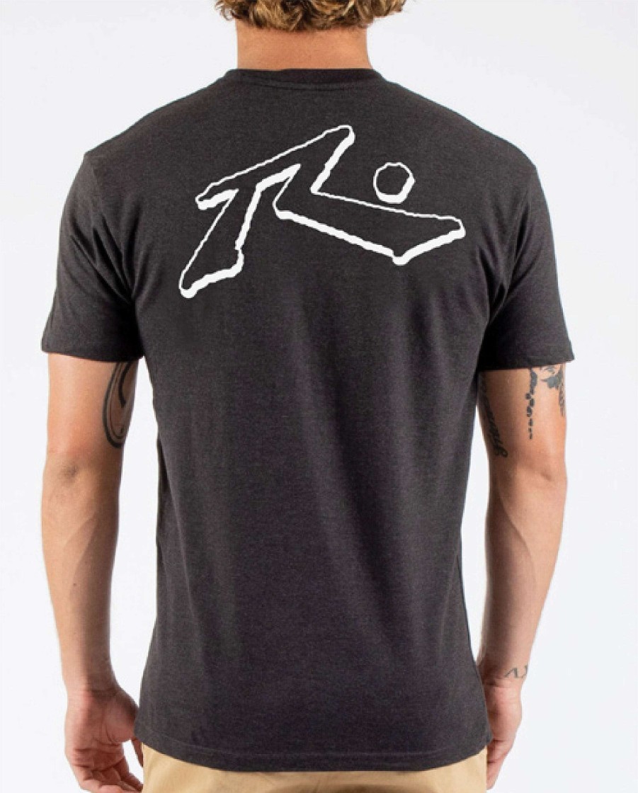 Apparel Rusty Surfboards Tees | Rusty Usa Base Short Sleeve Marle Tee Charcoal Heather