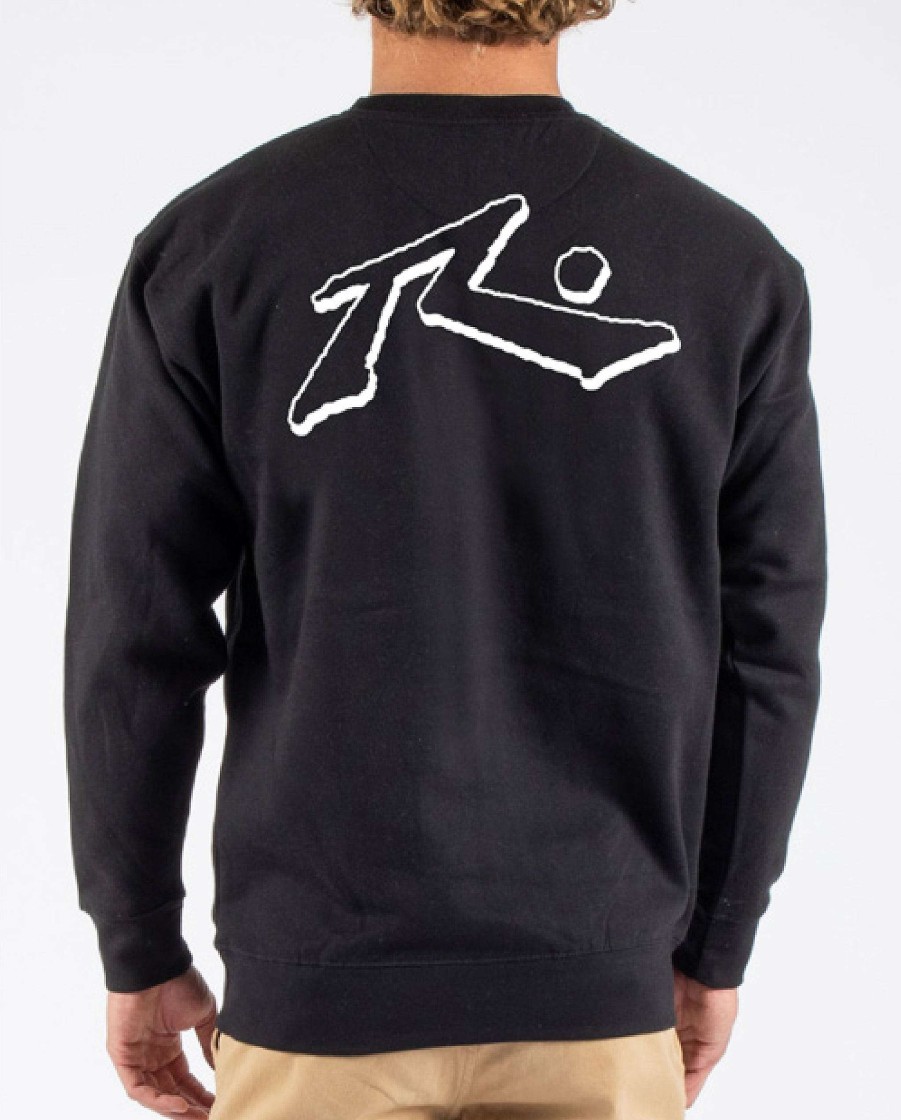 Apparel Rusty Surfboards Outerwear | Rusty Usa Base Crew Neck Fleece Black