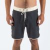 Apparel Rusty Surfboards Boardshorts | Rusty Usa Base 18" Scallop Fixed Waist Boardshort Oil Black/Bone