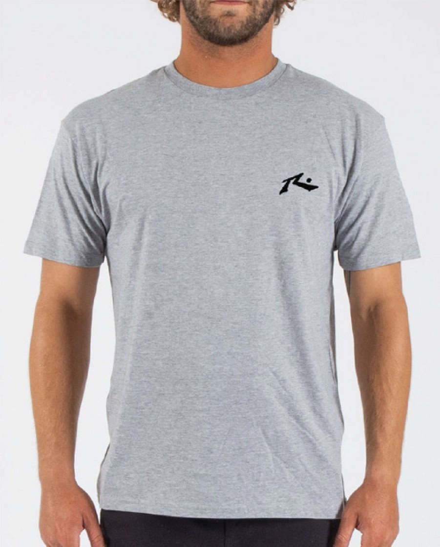 Apparel Rusty Surfboards Tees | Rusty Usa Base Short Sleeve Marle Tee Athletic Heather