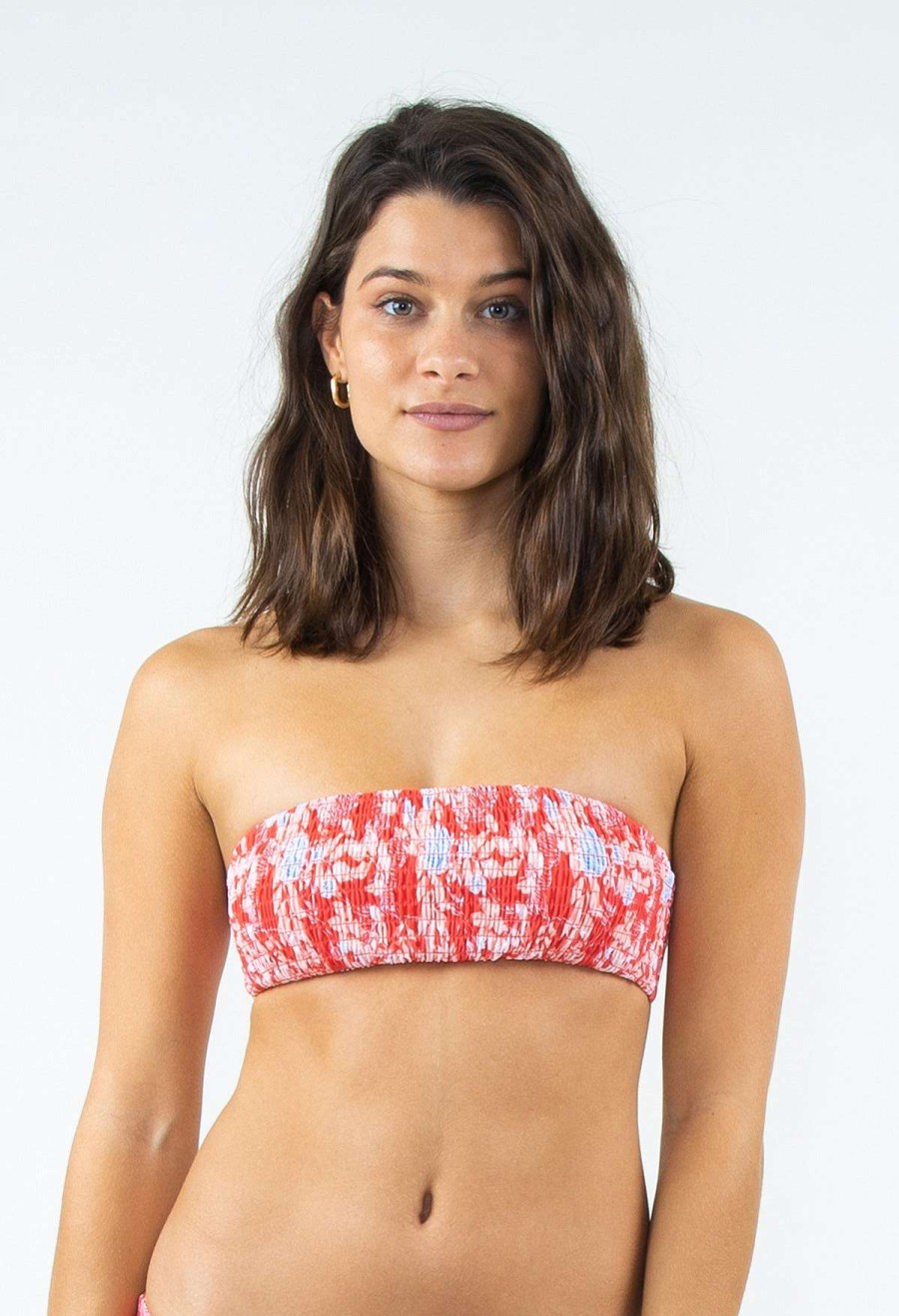 Apparel Rusty Surfboards Swimwear | Rusty Usa Afterglow Bandeau Bikini Top Blue Poppy