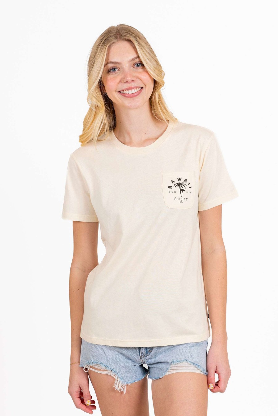 Apparel Rusty Surfboards Shirts | Rusty Usa Kendra Short Sleeve Tee Vanilla