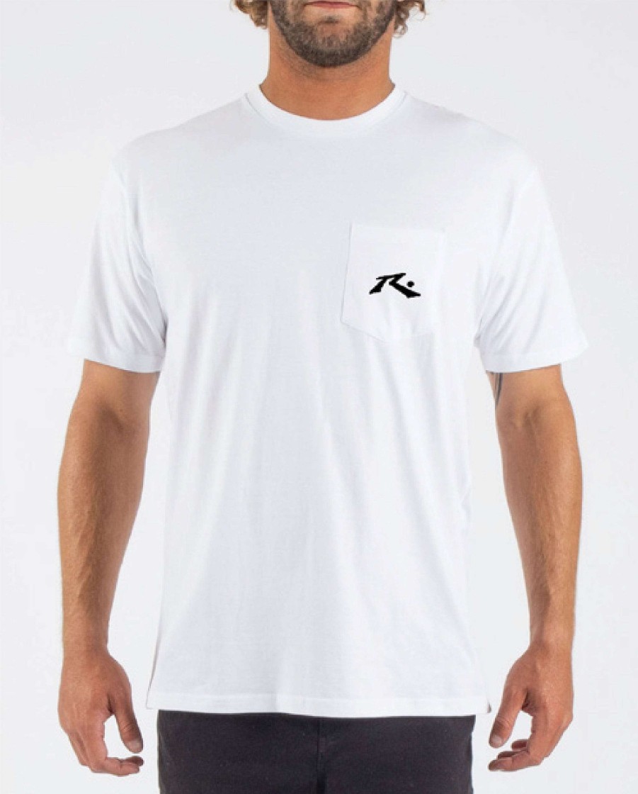 Apparel Rusty Surfboards Tees | Rusty Usa Base Short Sleeve Pocket Tee White