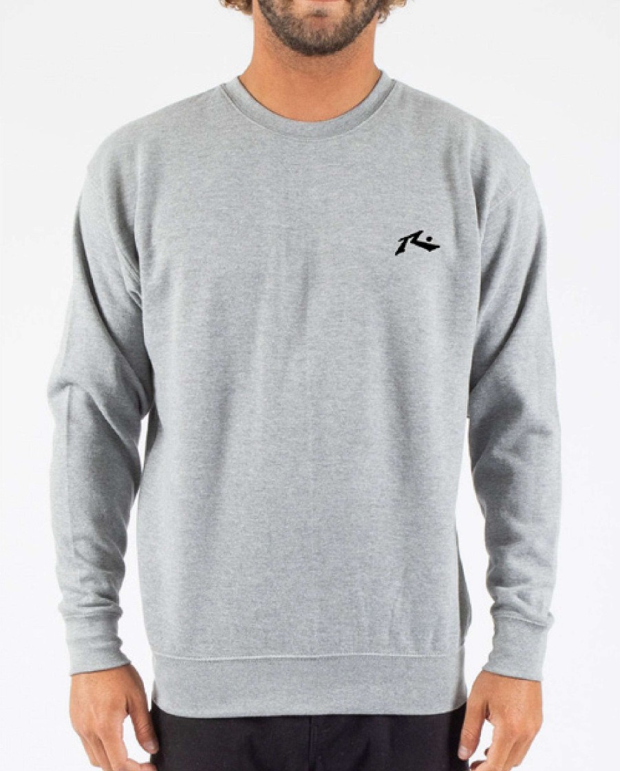 Apparel Rusty Surfboards Outerwear | Rusty Usa Base Crew Neck Fleece Carbon Grey