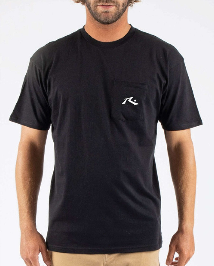 Apparel Rusty Surfboards Tees | Rusty Usa Base Short Sleeve Pocket Tee Black