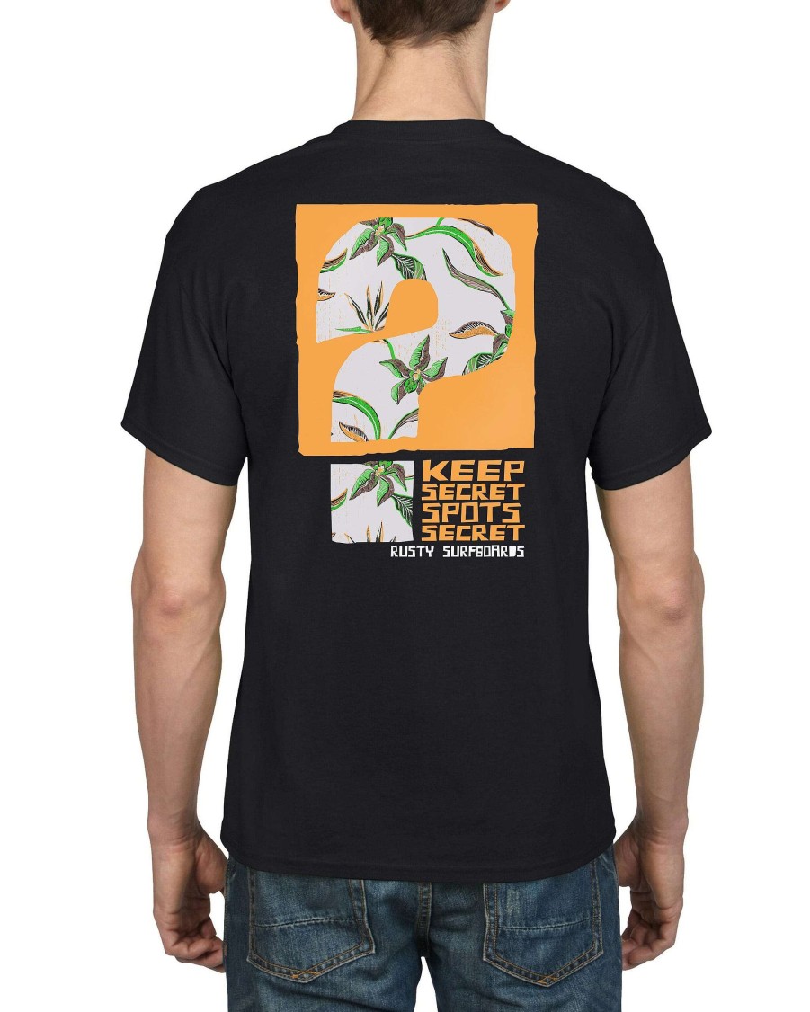 Apparel Rusty Surfboards Tees | Rusty Usa Secret Spot Short Sleeve Tee Black