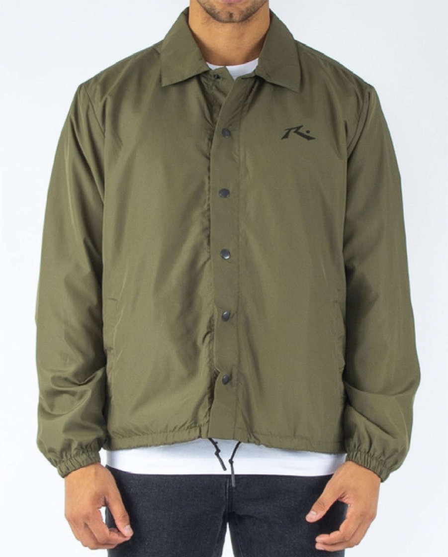 Apparel Rusty Surfboards Outerwear | Rusty Usa Base Coaches Jacket Green