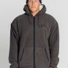 Apparel Rusty Surfboards Outerwear | Rusty Usa One Hit Sherpa Zip Thru Polar Fleece Coal