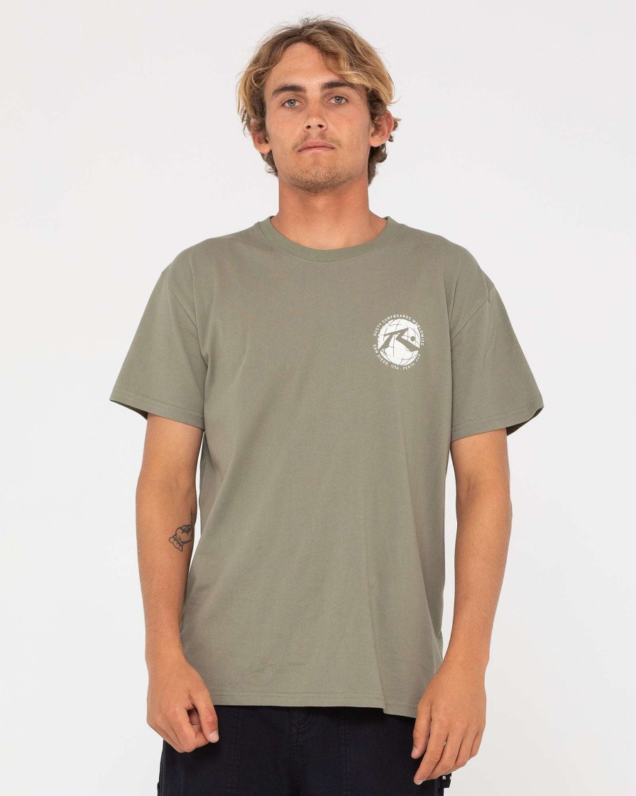 Apparel Rusty Surfboards Tees | Rusty Usa Around The World Ss Tee Military Green