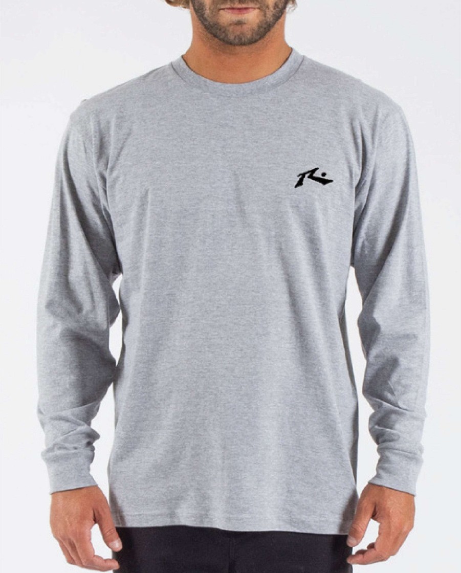 Apparel Rusty Surfboards Tees | Rusty Usa Base Long Sleeve Marle Tee Athletic Heather